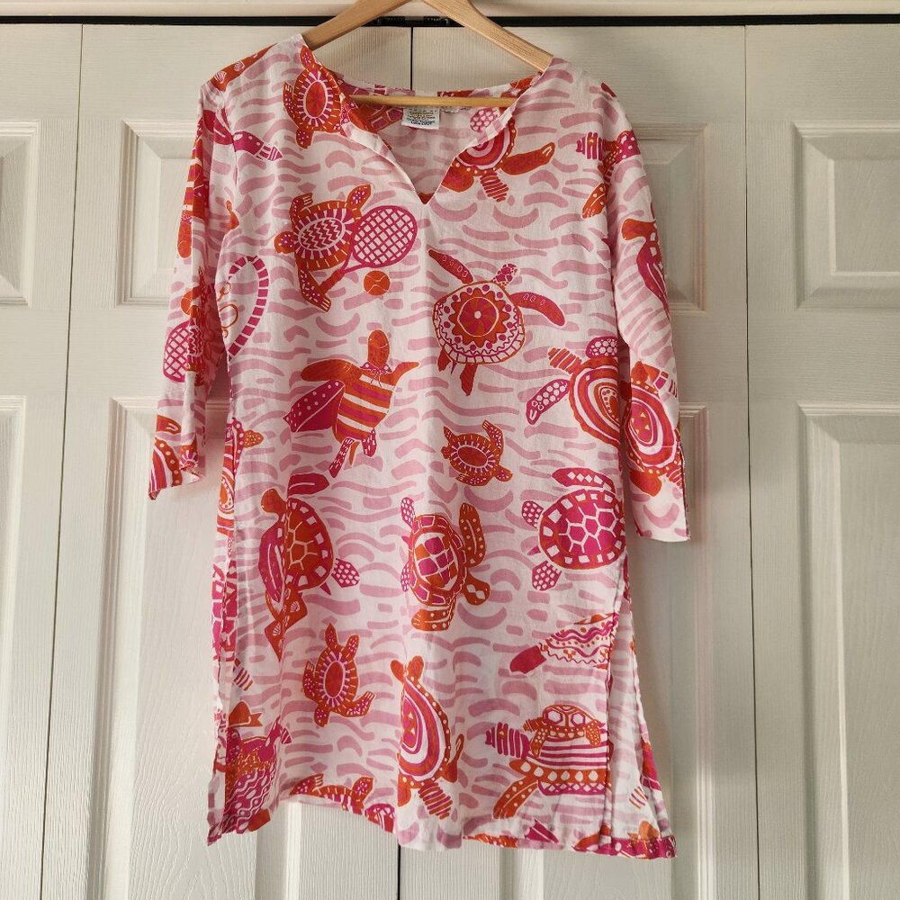 Gretchen Scott cotton swimming turtle ocean beach Tunic Dress Coverup